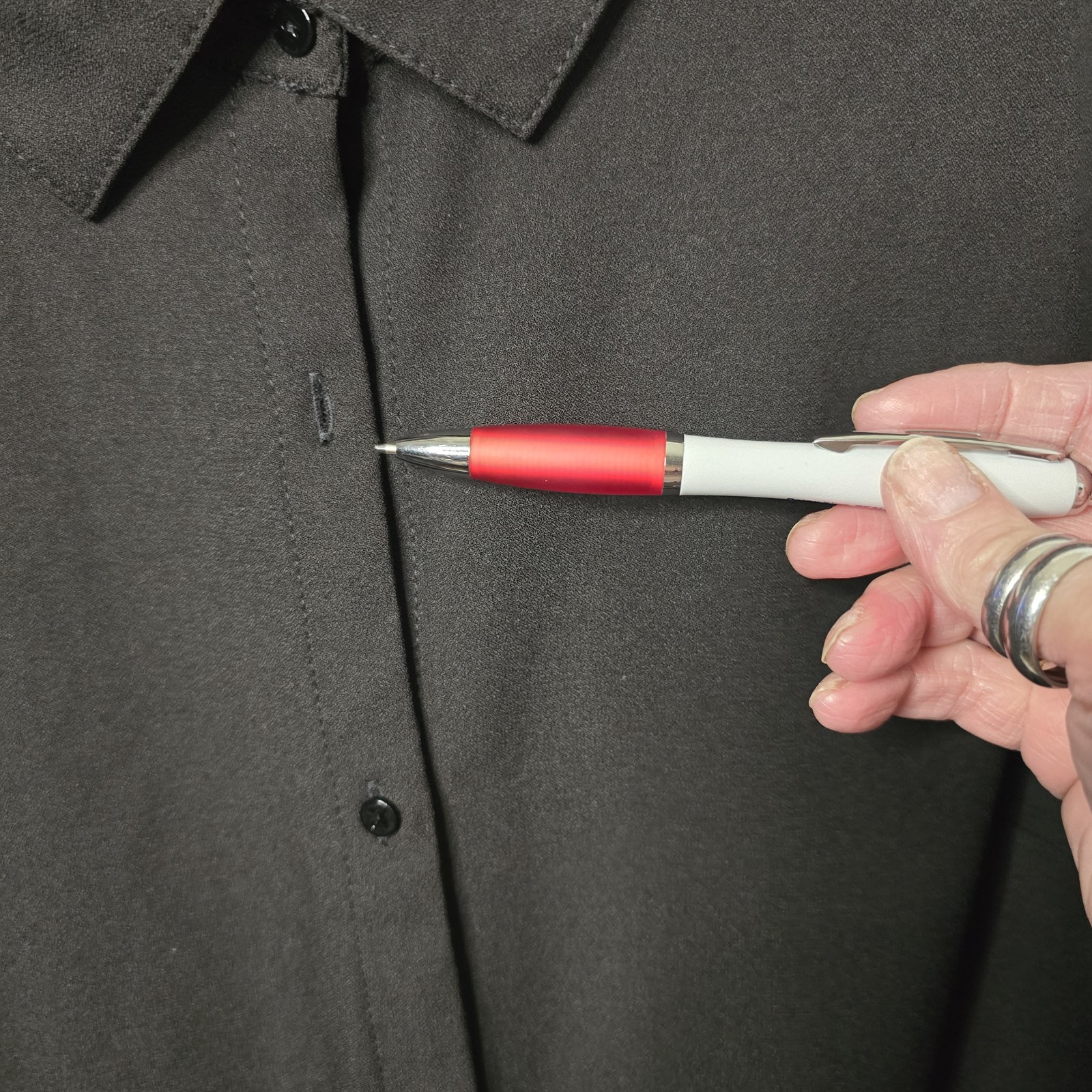 Grace Elements Black Button Front Shirt Dress Wom… - image 5