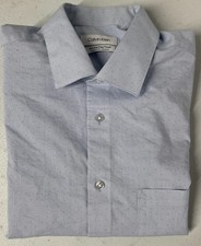 CALVIN KLEIN Men Wrinkle Free Stretch Dress Shirt Regular LARGE 16-16.5 BLUE