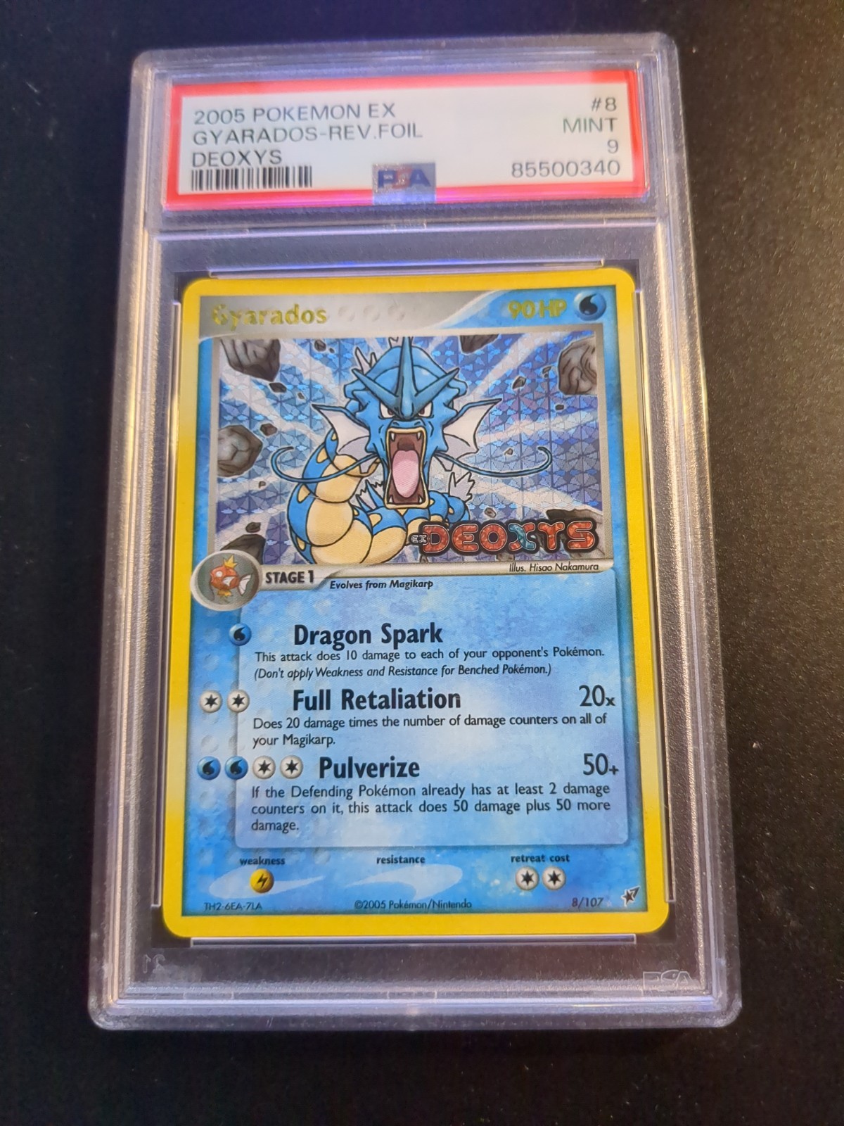 2005 POKEMON EX DEOXYS #8 GYARADOS-REVERSE FOIL PSA 9