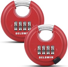 Outdoor Combination Padlock - 4 Digit Heavy Duty Disc Lock with Hardened Shackle