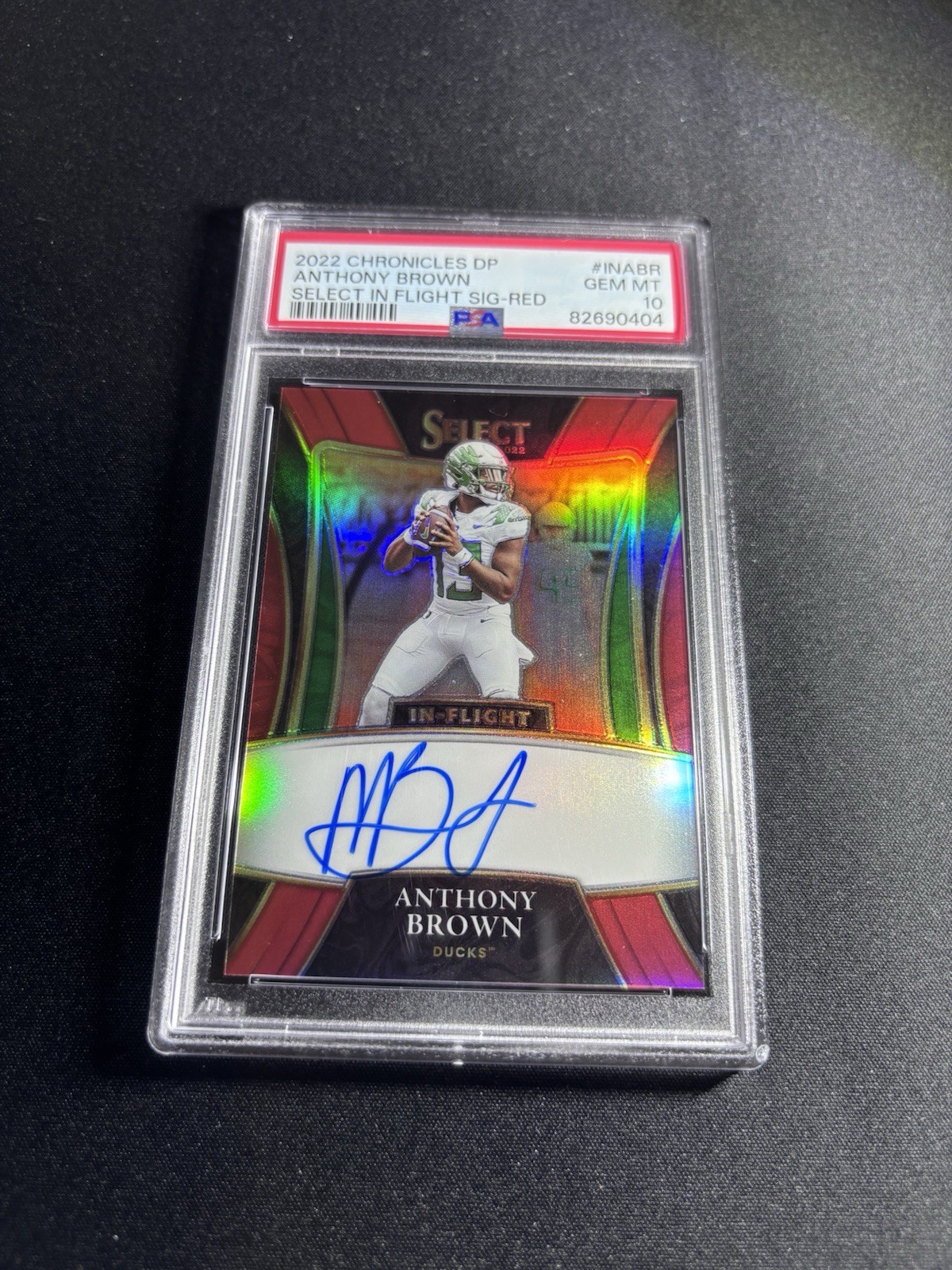 2022 Chronicles Anthony Brown Jr Draft Picks In Flight Red Auto /75 PSA 10 view 1