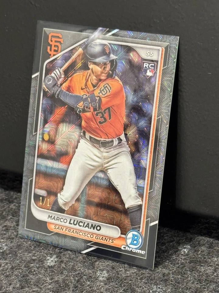2024 Bowman Chrome Mega #18 Marco Luciano Rookie Black Refractor RC 1/1 Giants - Image 4 of 4