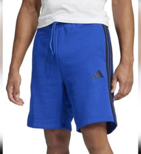 Adidas Men's Essentials Fleece 3-Stripes Shorts Royal Blue Black size L NEW