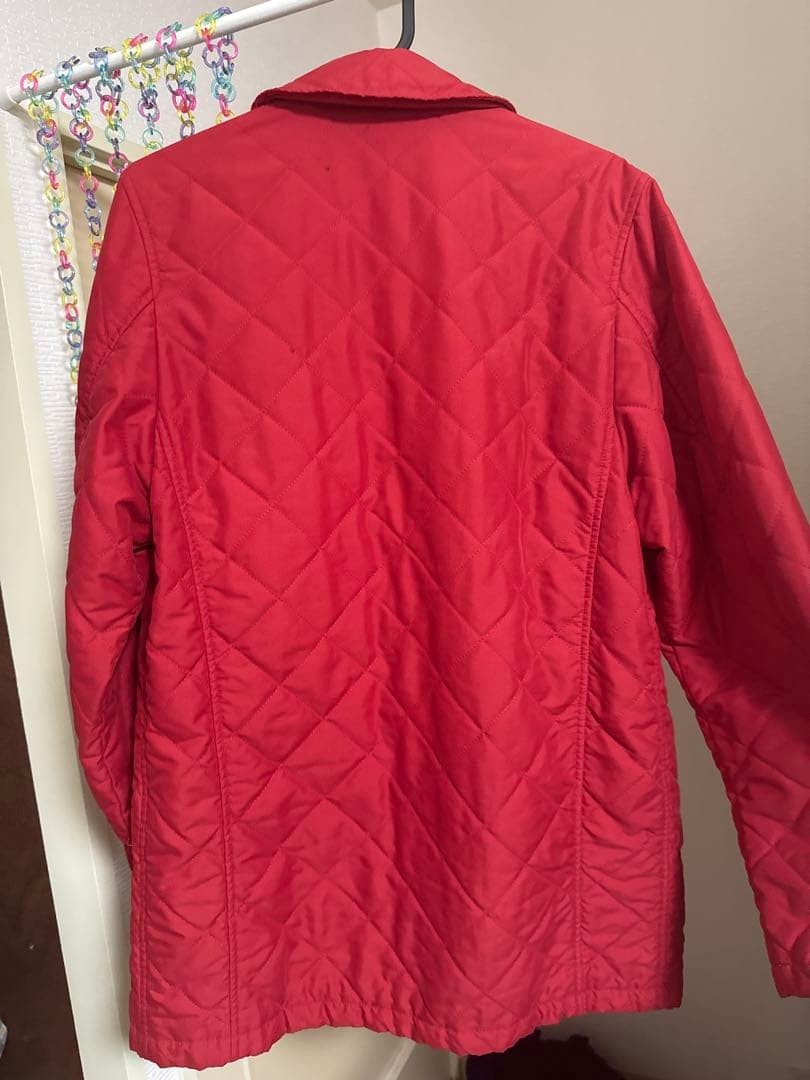 Burberry London Quilted Jacket Red With Check Pattern Size 36 For Women thumbnail 5