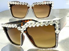Oversized Exaggerated Retro Funky Bling SUNGLASSES Tortoise Frame  Rhinestone