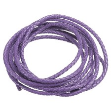 3mm Round Braided Leather Cord for Crafts Jewelry Making Light Purple 2.2Yards