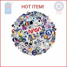 100pcs Space Stickers Pack for Water Bottles, NASA Logo Astronaut Vinyl Sticker