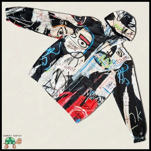 Members Only x Jean-Michel Basquiat All-Over Print Windbreaker | Size L | EUC image 6