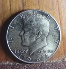 *1964 Silver Kennedy Half Dollar, Accented Hair, F,  #55