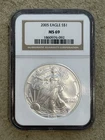 2005 1 oz American Silver Eagle $1 NGC MS69