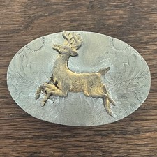 Vintage Belt Buckle Buck Stag Western Whitetail Mule Deer Hunting Wildlife West