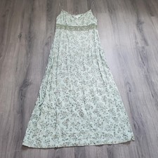 90s Y2K Babydoll Maxi Dress Womens 14 Green Forest Fairy Coquette Floral Whimsy