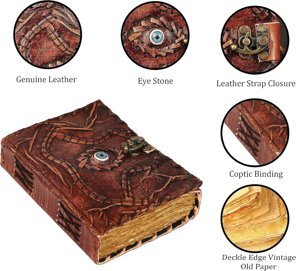 Hocus Pocus Book of Spells Leather Journal Evil Eye Diary Book Halloween Gift - Image 2 of 4