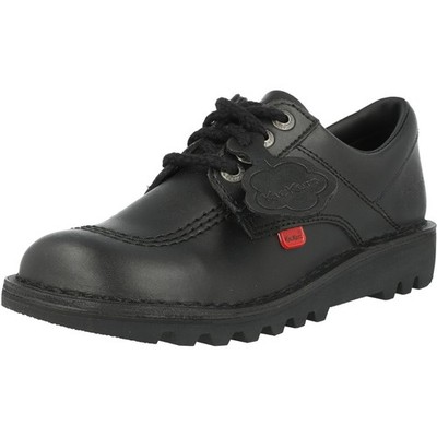 Kickers Kick Lo Black Leather Shoes - Formal Comfort with Chunky Sole & Branding