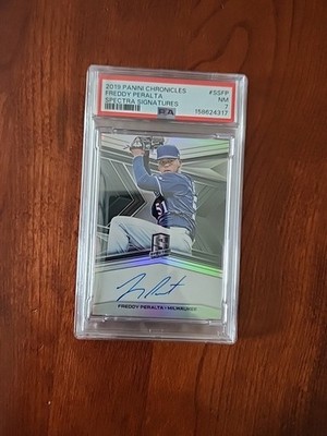 2019 Panini Chronicles Spectra Signatures Freddy Peralta Auto /199 #SS-FP🔥PSA 7