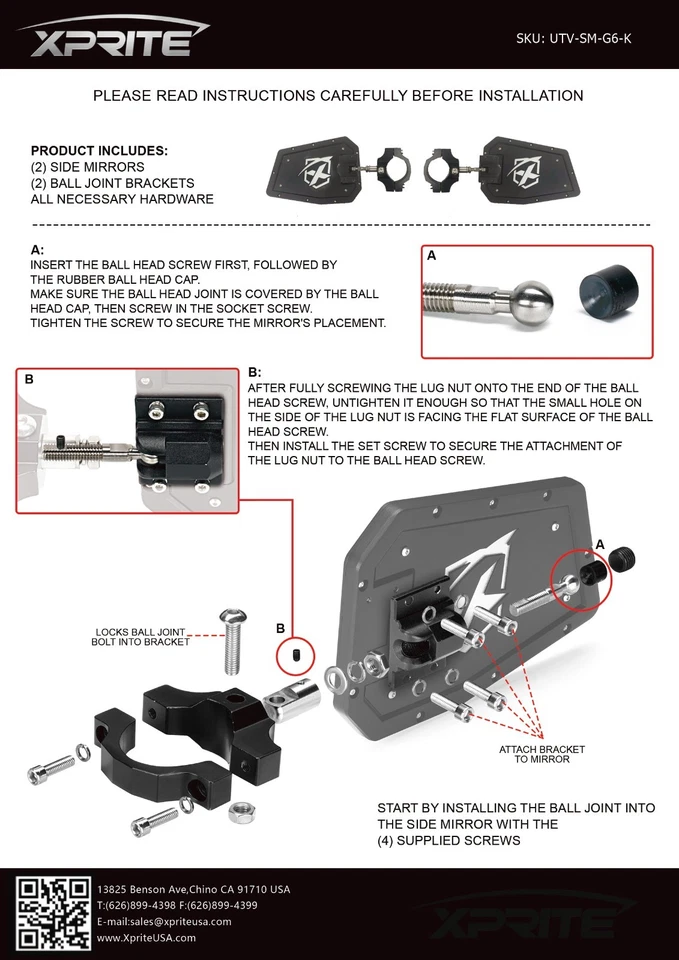 Espejos retrovisores laterales UTV de 1,5"-2" para Can Am X3 Polaris RZR 570 XP 900 1000 4 Foto 4 de 4