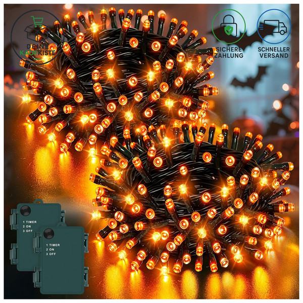 Lichterkette 5M 50 LED Orange IP65 Wasserdicht Mit 6H Timer FüR Innen AußEn Deko-image