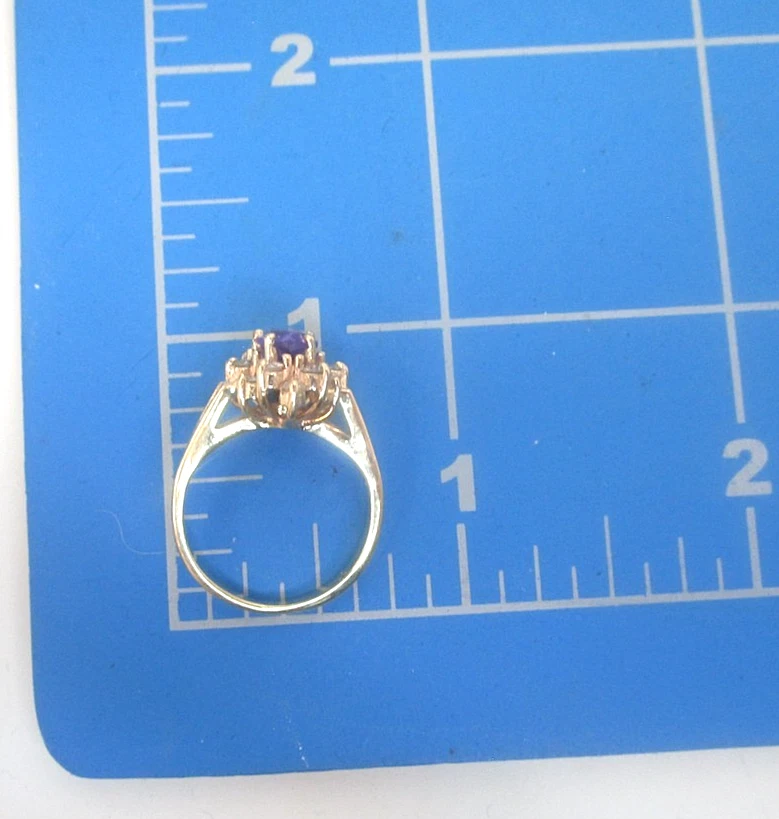 Anillo Vintage Oro Amarillo 14k Amatista y Diamantes Talla 4.5 1.75ct TW Foto 4 de 4