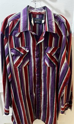 1990s Panhandle Slim Button Front Western Shirt Mens Aztec 18 X 35  Purple / Red