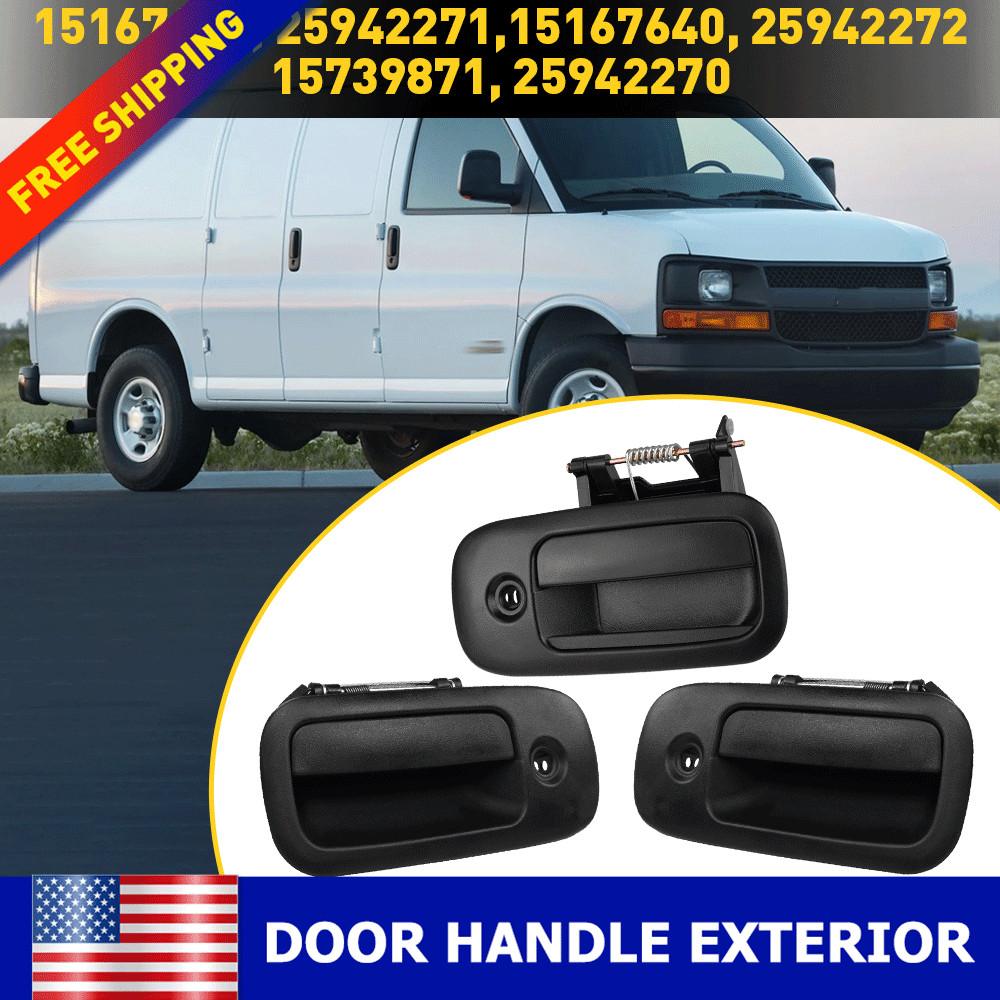 3pcs for 1996-2009 Chevy Express GMC Savana Van Outside Door Handles Set LH & RH