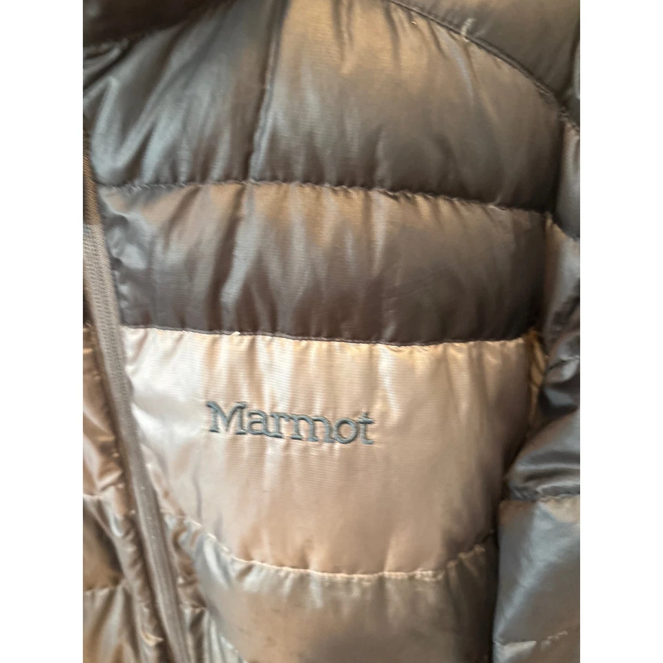 Chaqueta acolchada Marmot 600 Fill negra gris cremallera completa para hombre talla grande Foto 2 de 4