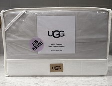 4pc UGG 100 Cotton STONE / Light Gray Iona Queen Sheet Set In 300 Thread Ct NEW