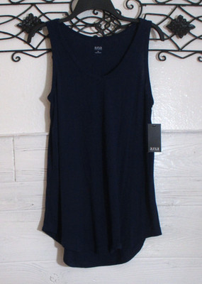 A.N.A Women's Knit Top Size M Sleeveless Blue V Neck