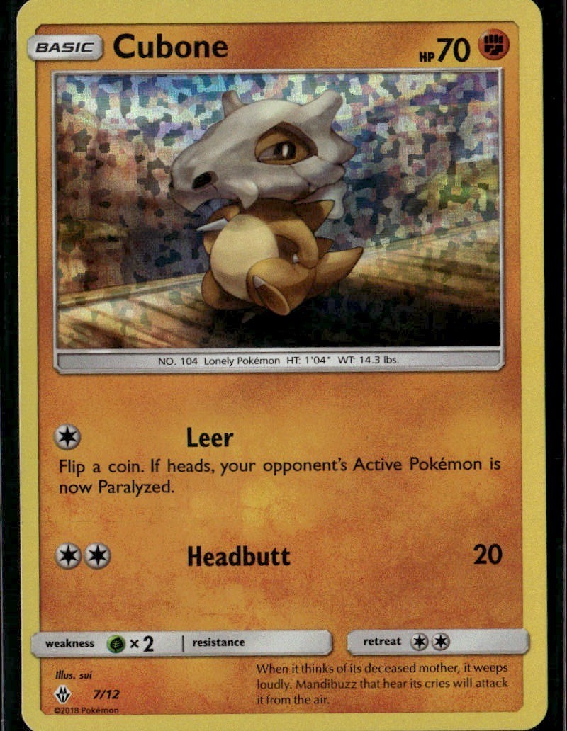 Cubone 7/12 Promo McDonald's Promos 2018 007/012 Fighting Holo Pokemon Card