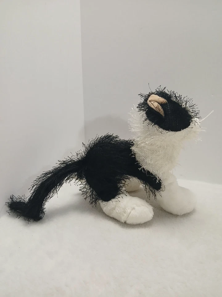 GANZ Webkinz Black White Cat Plush Stuffed Animal 8" No Code Beanie - Image 2 of 4