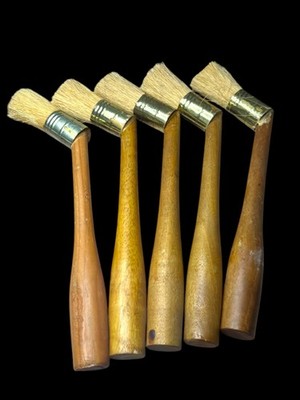 Angled Tire Lube Brush Set (5) Wooden Handles Natural Bristles   Auto Tires
