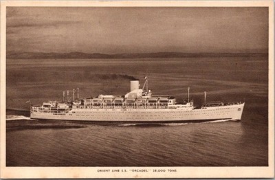 Vintage 1930s ORIENT STEAM NAVIGATION COMPANY Postcard ''On Board S.S. ORCADES''