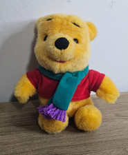 90s Vintage Disney Mattel Small Yellow Winnie The Pooh Plush with scarf