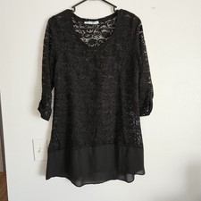 Maurices Womens M Black Crochet Top Floral Gothic Fairy Boho Festival Whimsical