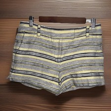 Ann Taylor LOFT Striped Weave Linen Blend The Riviera Shorts size 6 White/Yellow
