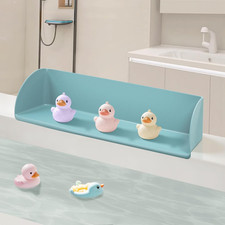 Silicone Bathtub Splash Guard with Suction Cups and Toy Organizer Green 