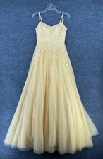 Say Yes To The Prom Yellow Embellished Lace Formal Dress Juniors 3/4 Party Dance