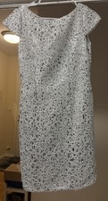 Adrianna Papell Silver Dress Size 8 Sheath