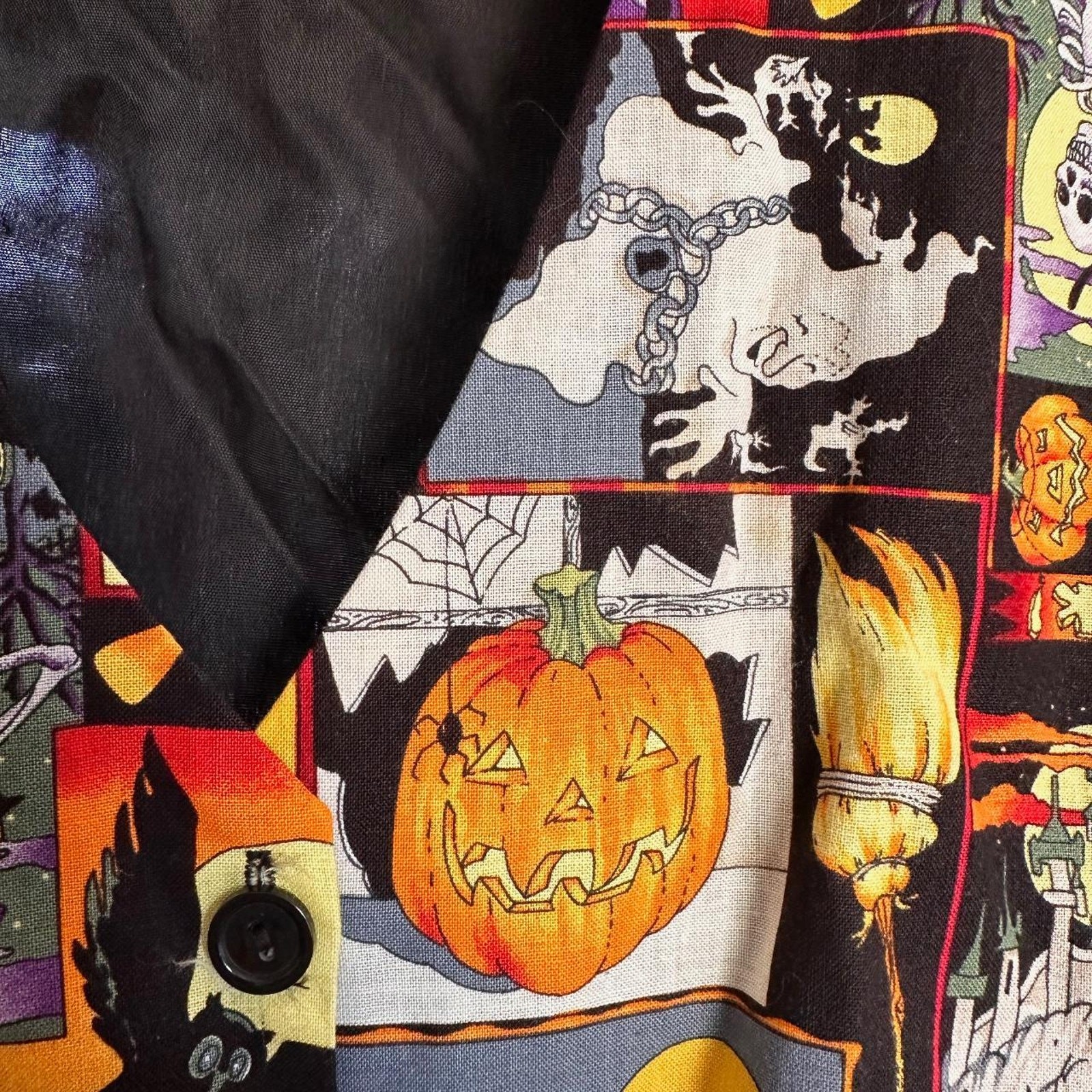 Vintage Halloween Theme Patchwork Print Vest - image 7
