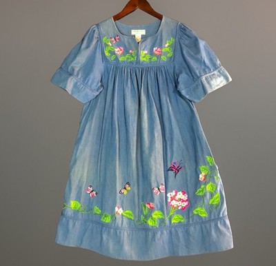 Bechamel Dress WMS PS Blue Chambray Butterfly Pockets Oversized Y2K Fairy Garden