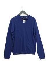 Ted Baker Men's Jumper L Blue Wool with Viscose, Nylon, Cashmere V-Neck Pullover