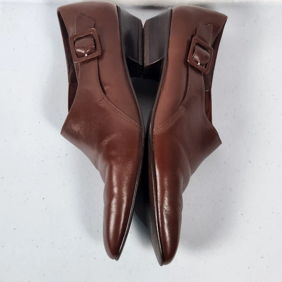 Zapatos de Cuero Marrón Años 90 Sin Cordones Modernos Minimal Chic Connie 'Kelsey' Talla 8 Estrechos Foto 4 de 4