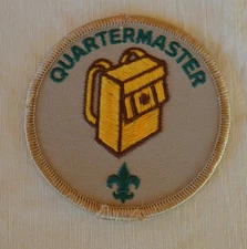 VTG Sew-On Patch BSA Boy Scout 3" Round Quartermaster Backpack Tan Yellow Green