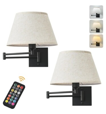 KARTOOSH Rechargeable Wall Sconces with Remote Control Dimmable Black 2 PCS
