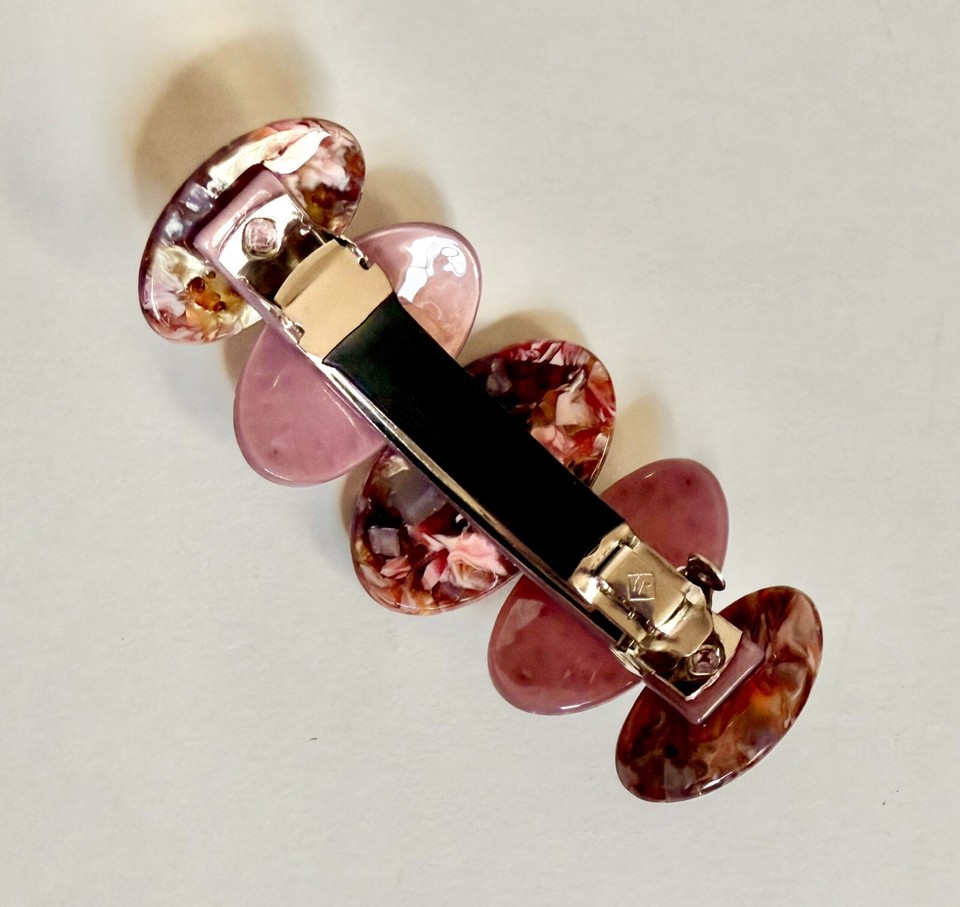 French Hair Clip Barrette Rhinestones Crystals Made in France Rouge