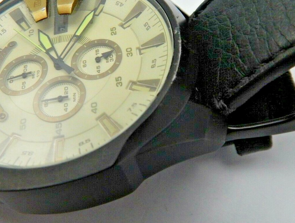 Diesel Mega Chief Chronograph Black Leather Strap 51mm Watch DZ4495 for  sale online | eBay