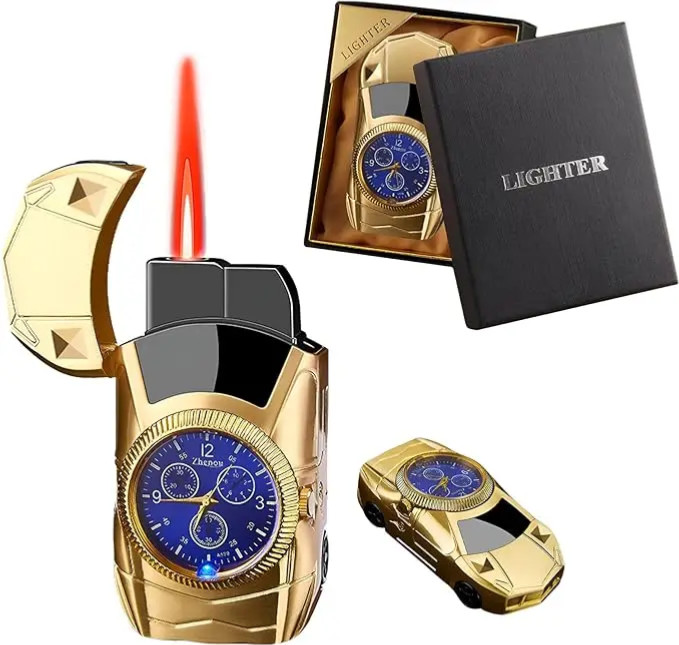 Gold Sports Car / Watch Red Flame Wind Proof Great Christmas