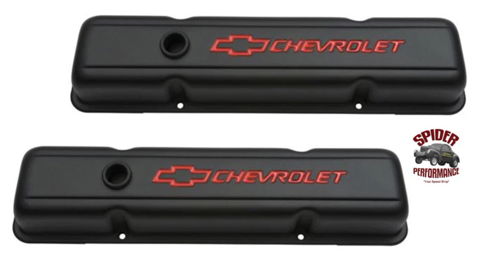 1971-1986 Chevy small block valve covers BOWTIE BLACK SHORT low profile kit - Image 2 of 4