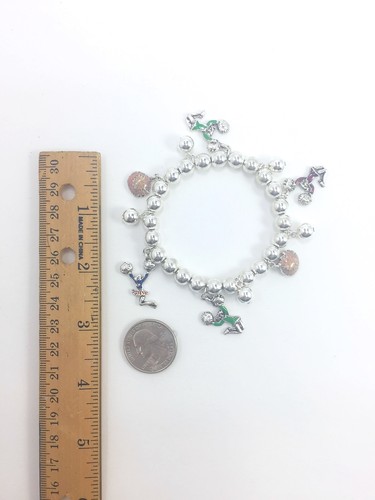 Cheerleader Charm Stretch Bracelet Style 3, Silver Plated - Picture 2 of 4