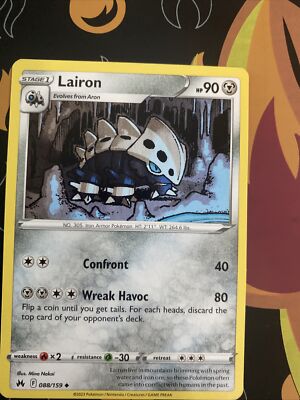 pokemon lairon card - S&S: Chilling Reign 110/198 Pokmon Hit Points100 HP Form Lairon Card Prices & Value