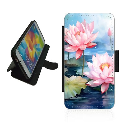 Lotus Blumen Handy Hülle Wallet Flip Cover für iPhone Samsung LOT1 Rosa